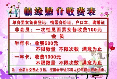 婚介收費(fèi)表